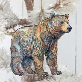 Alaskan Majestic Bear Wooden Ornaments by G.Debrekht - Wildlife Holiday Decor - 8710106-1