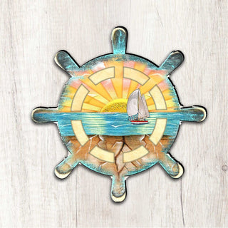 Captains Wheel Coastal Outdoor Decor Large Ornament by G. DeBrekht - Coastal Holiday Decor - 8198536M