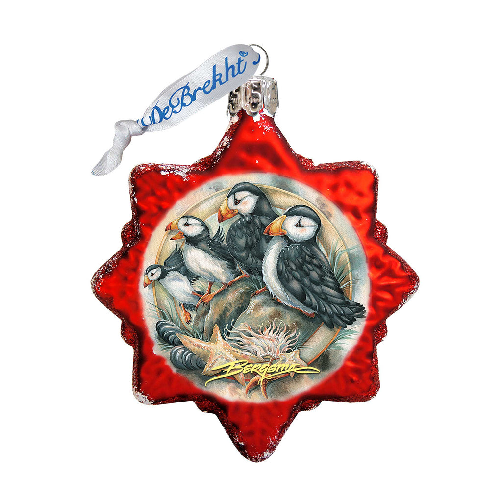 Send in the Clowns Puffins Mercury Glass Ornament by J. Bergsma - Wildlife Holiday Decor - 7783848-JB