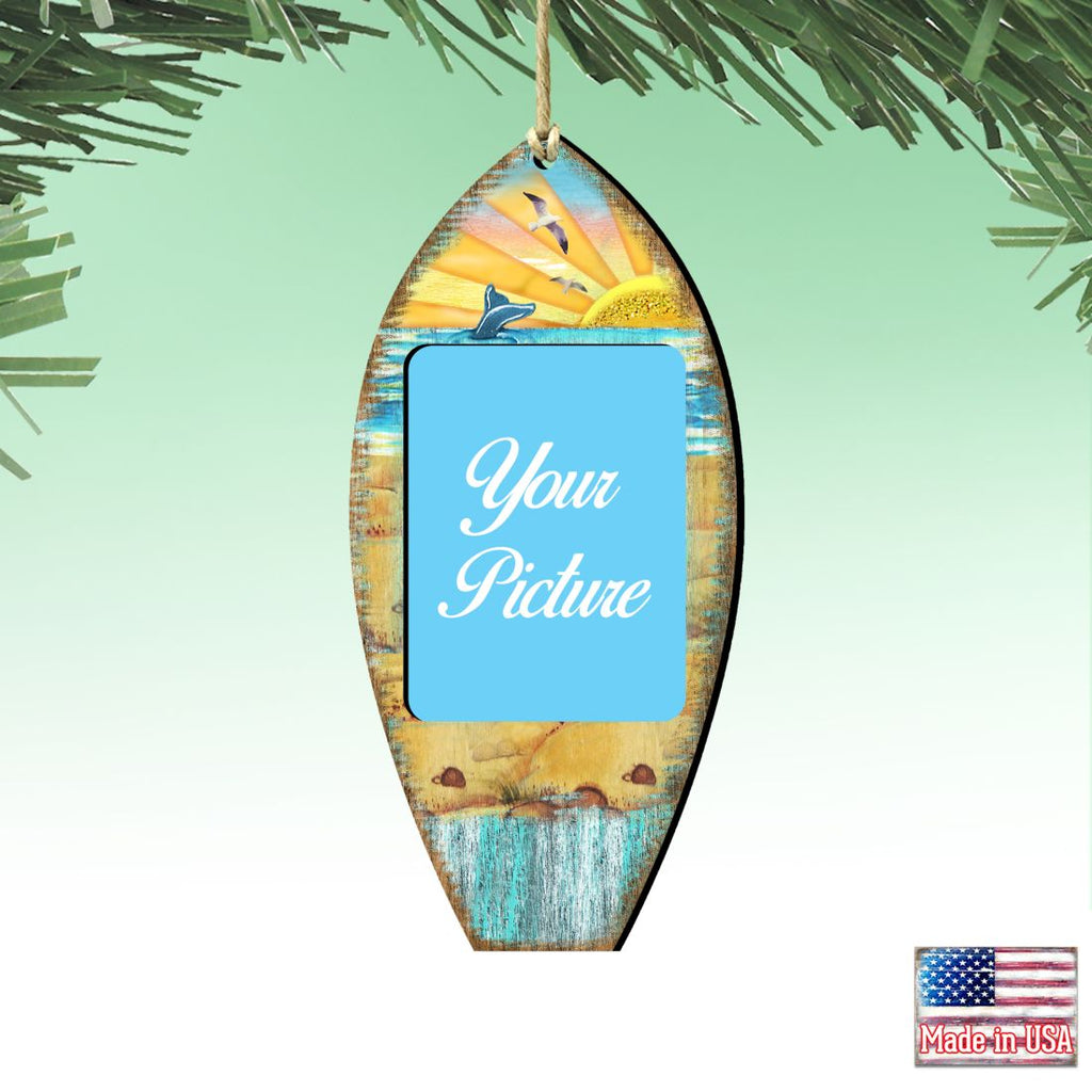 Surfboard Coastal Picture Frame Ornaments - Ornament for Photo - Coastal Holiday Decor - 8198522PF