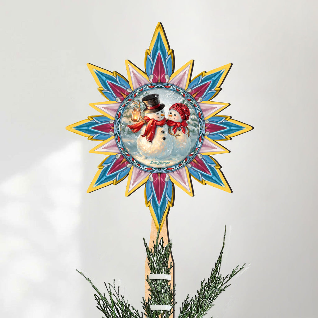 Snow Much in Love Tree Topper Wooden Decor by D. Gelsinger - Santa Snowman Christmas Decor - 89518-DG
