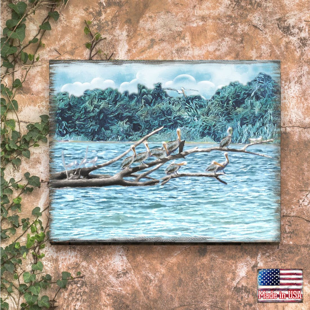 Island Paradise Seabirds Wooden Coastal Wall Art by Nature Wonders - Coastal Sea-Life Decor - 95252-7B