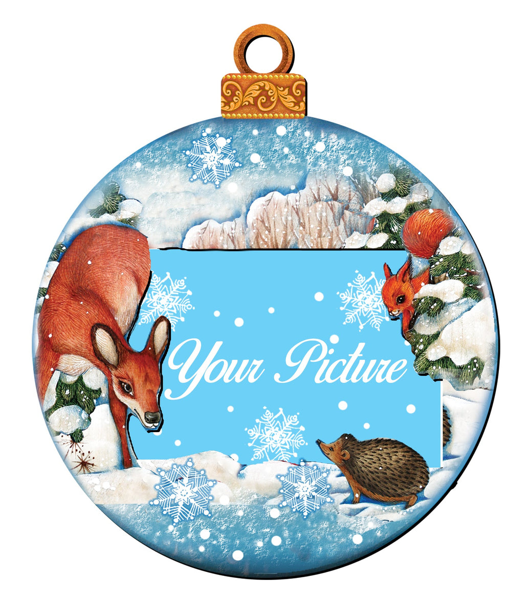 Christmas Ball Picture Frame Ornaments - Ornament for Photo - Christmas Santa Snowman Decor - 8173412PF