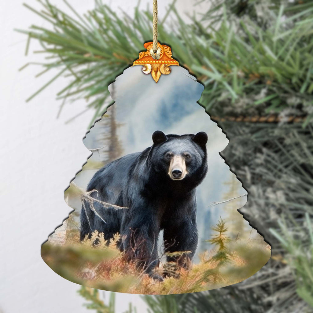 Alaskan Black Bear Tree Wooden Ornaments by G.Debrekht - Wildlife Holiday Decor - 870008