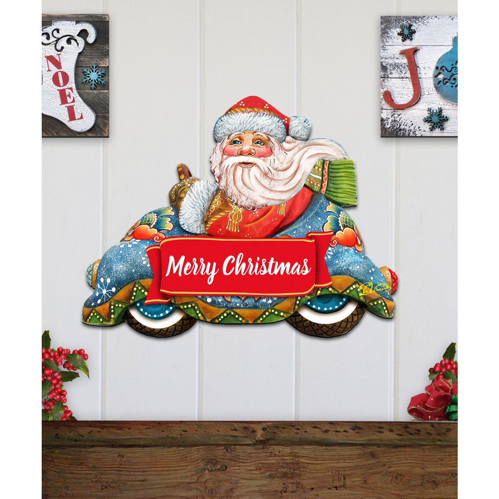 Merry Christmas Santa Door Decor by G. DeBrekht - Christmas Santa Snowman Decor - 8112045-2H