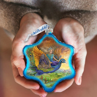 Peacock Princess Glass Ornament by Josephine Wall - Christmas Decor - 754-402-JW