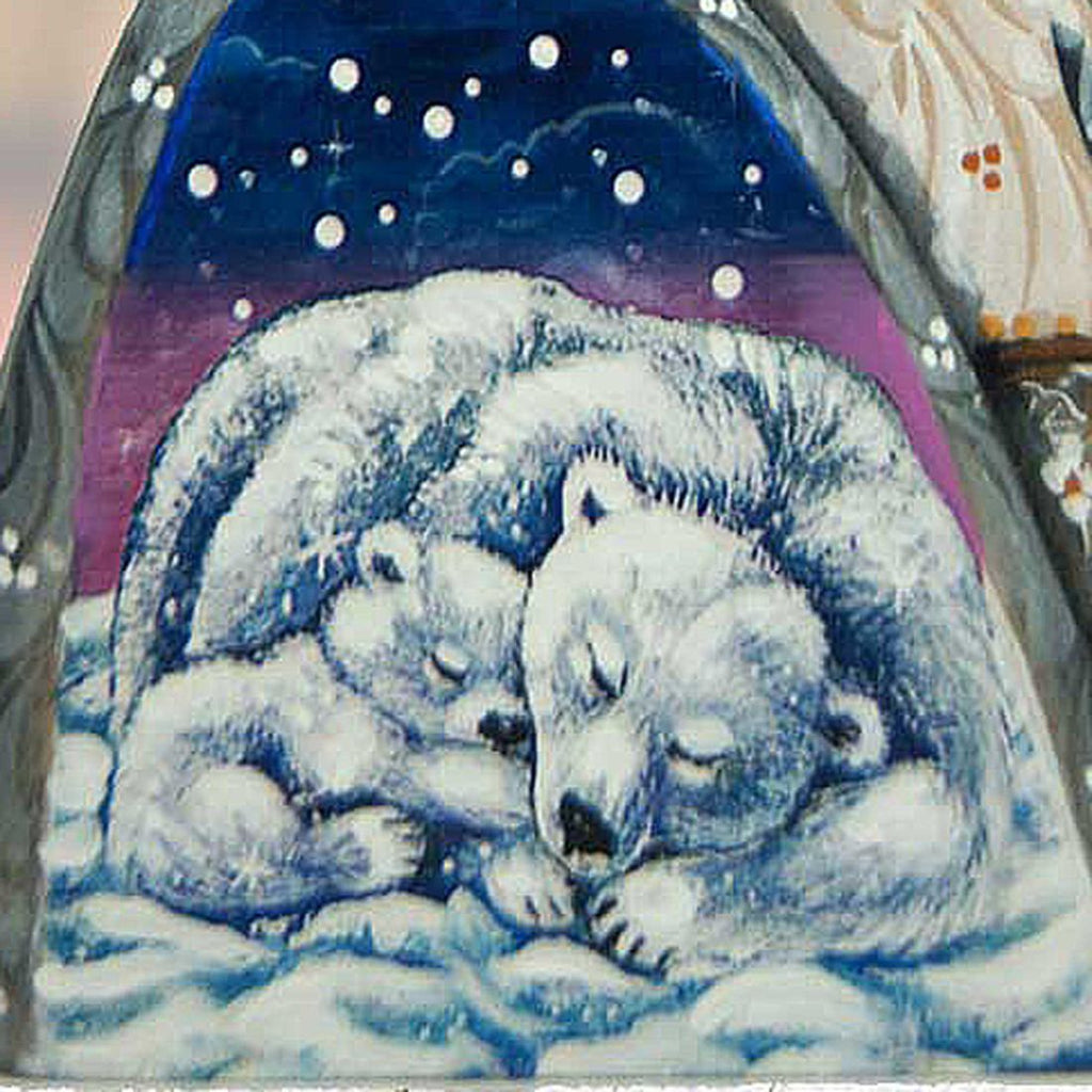 Polar Cubs Dancing Santa Hand-Painted WOODCARVED Masterpiece by G. DeBrekht - Wildlife Holiday Decor - 8214820