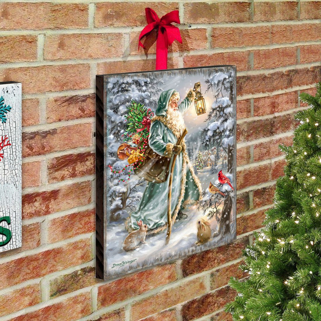 Saint Nicholas Wooden Wall Art by D. Gelsinger - Christmas Santa Snowman Decor - 95679B-DG