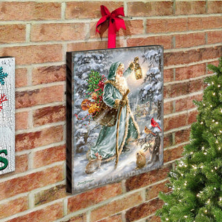 Saint Nicholas Wooden Wall Art by D. Gelsinger - Christmas Santa Snowman Decor - 95679B-DG