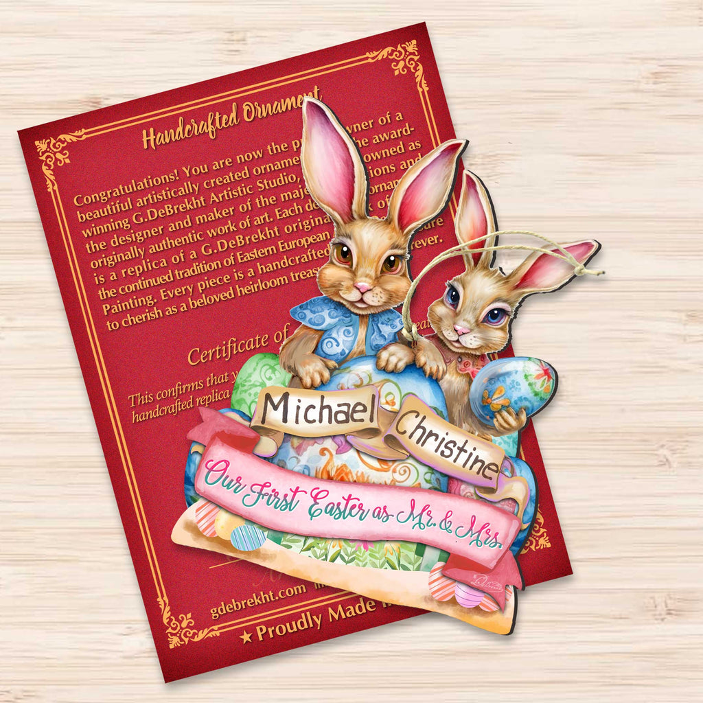 Personalized Easter Ornaments, Family Easter Ornament, Easter Basket Tag - Our First Easter as Mr. and Mrs. Wooden Ornaments by G. Debrekht Easter Spring Decor - 8652782P-MR