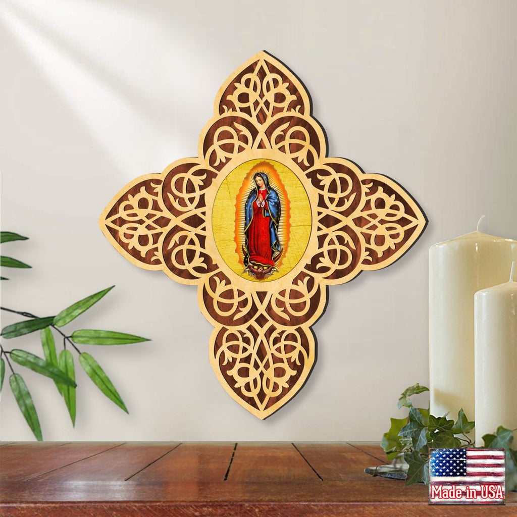 Lady of Guadalupe Filigree Wooden Cross by Museum Icons - Inspirational Icon Decor - 88432