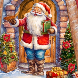 Santa's Surprise Visit Santa Hand-Painted WOODCARVED Masterpiece by G. DeBrekht - Christmas Decor - 210233SE