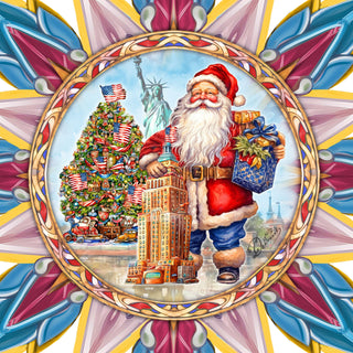 American-inspired Santa Tree Topper Wooden Decor by G. Debrekht - Santa Snowman Decor - 89523