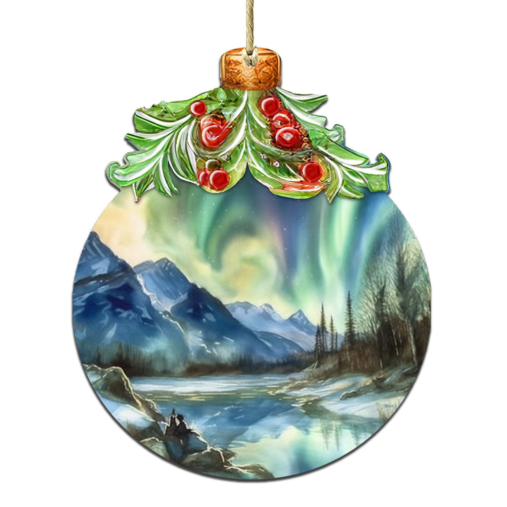 Alaskan Northern Lights Berry Wooden Ornaments by G.Debrekht - Wildlife Holiday Decor - 870023