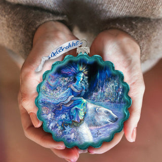 Polar Princess Wreath Glass Ornament by Josephine Wall - Wildlife Holiday Decor - 759-407-JW