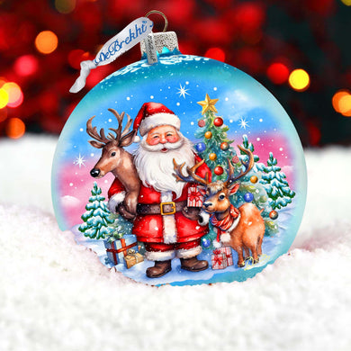 Santas Best Friends Lg Glass Ornament by G.Debrekht - Christmas Santa Snowman Decor - 73947