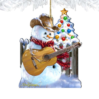 Guitar Rocker Snowman Wooden Ornaments by Gelsinger - Christmas Santa Snowman Decor - 8121120-1531