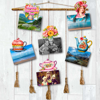 Happy Mother's Day Clip-On Eco Wood Decorative Ornaments Set of 6 by G. Debrekht - Love Family Decor - 8090059C-S6