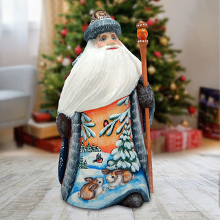 Bunny Friends Santa Hand-Painted WOODCARVED Masterpiece by G. DeBrekht - Wildlife Holiday Decor - 8214854