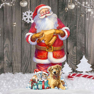 Celebrate with Santa: Santa with List Outdoor Decor by G. Debrekht - Christmas Santa Snowman Decor - 8611095F