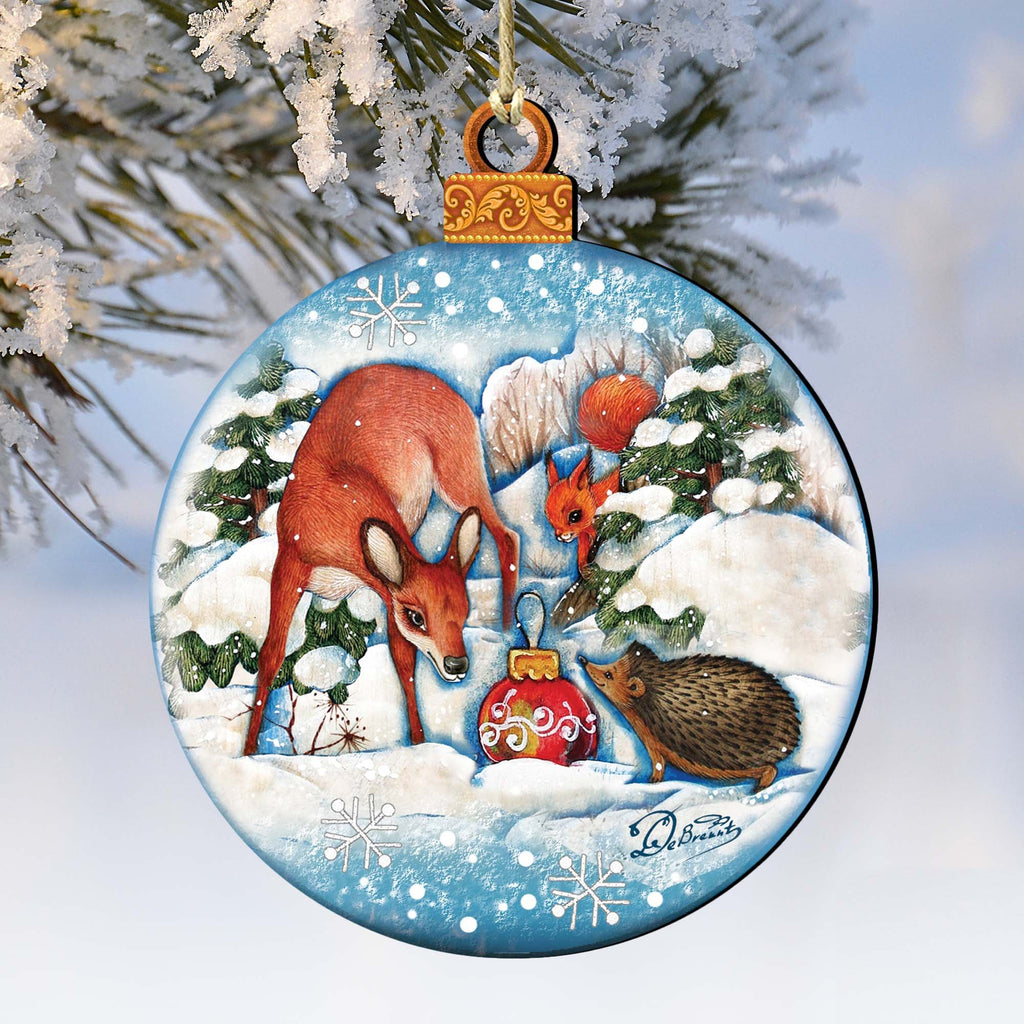 Forest Friends Ball Wooden Ornaments by G. DeBrekht - Wildlife Holiday Decor - 8173412