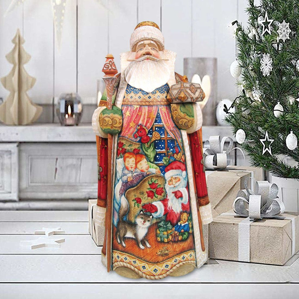 All Through the House Santa Hand-Painted WOODCARVED Masterpiece by G. DeBrekht - Christmas Decor - 215821