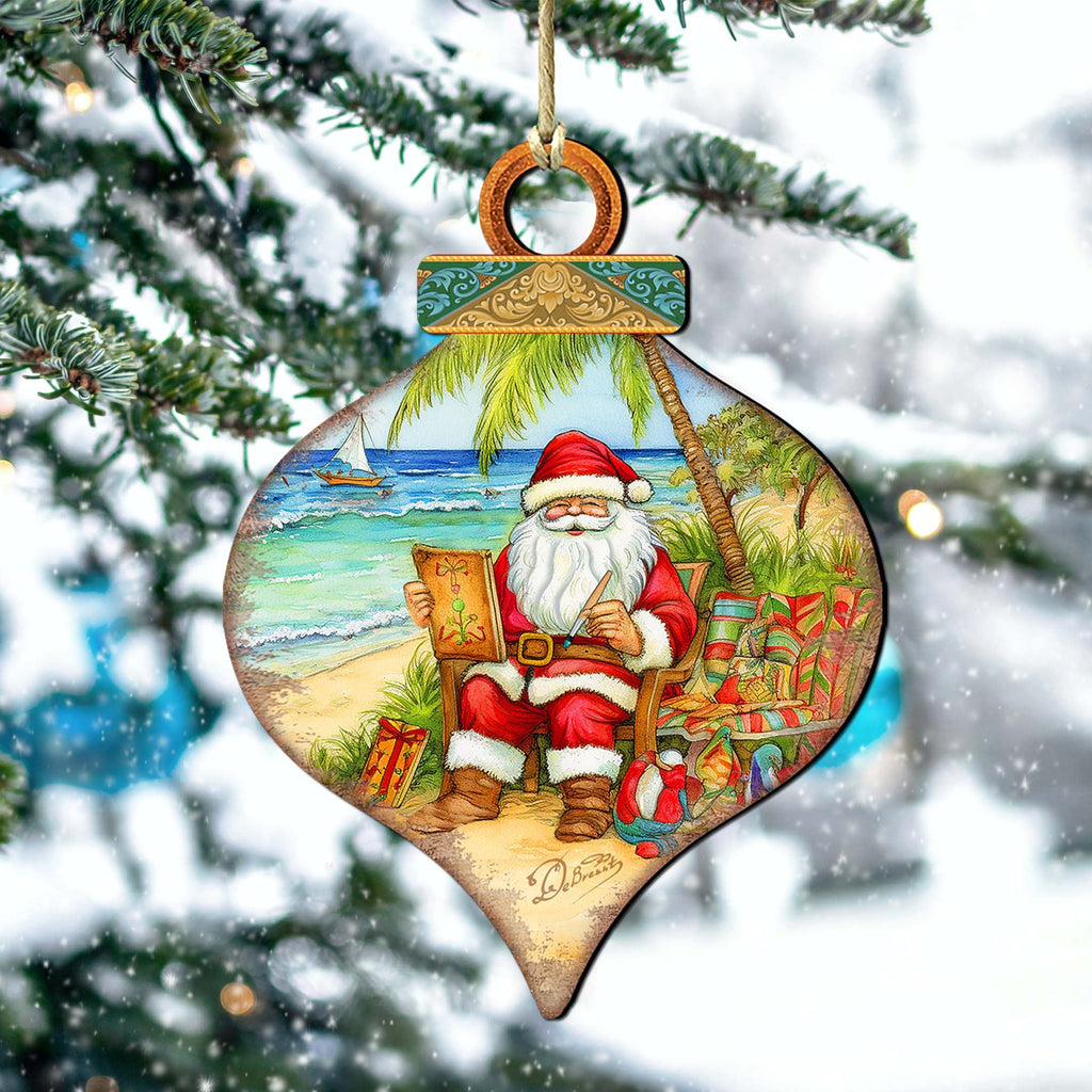 Beach Themed Ornaments - Santa's Artistry Wooden Ornaments by G. Debrekht Coastal Holiday Decor - 8688184