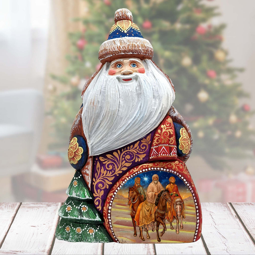 Three Kings Journey Santa Hand-Painted WOODCARVED Masterpiece Figurine by G. DeBrekht - Nativity Holiday Decor - 8206022