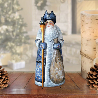Ornamental Santa Blue Hand-Painted WOODCARVED Masterpiece by G. DeBrekht - Christmas Decor - 8201021 *** PRE-ORDER - Handmade Just for You! ***