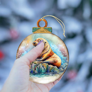 Sea Lion Wooden Ornaments by G.Debrekht - Wildlife Holiday Decor - 8710127