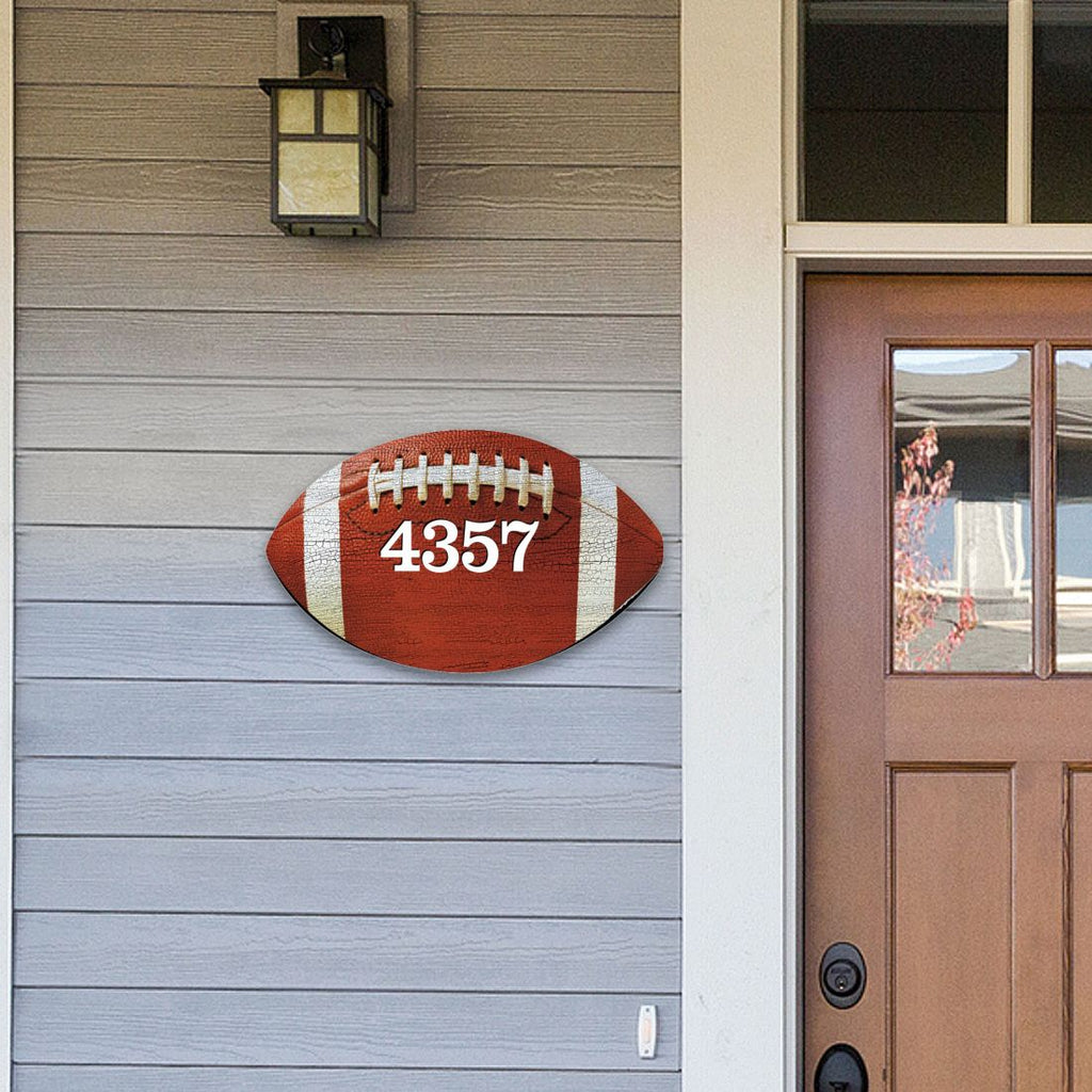 Football Wooden Custom House Number Sign - Love Family Kids Decor - Handcrafted Wooden Handcrafted Wooden Address Sign - MA989802