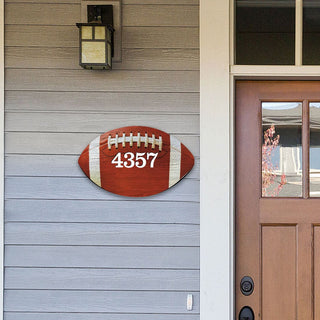 Football Wooden Custom House Number Sign - Love Family Kids Decor - Handcrafted Wooden Handcrafted Wooden Address Sign - MA989802