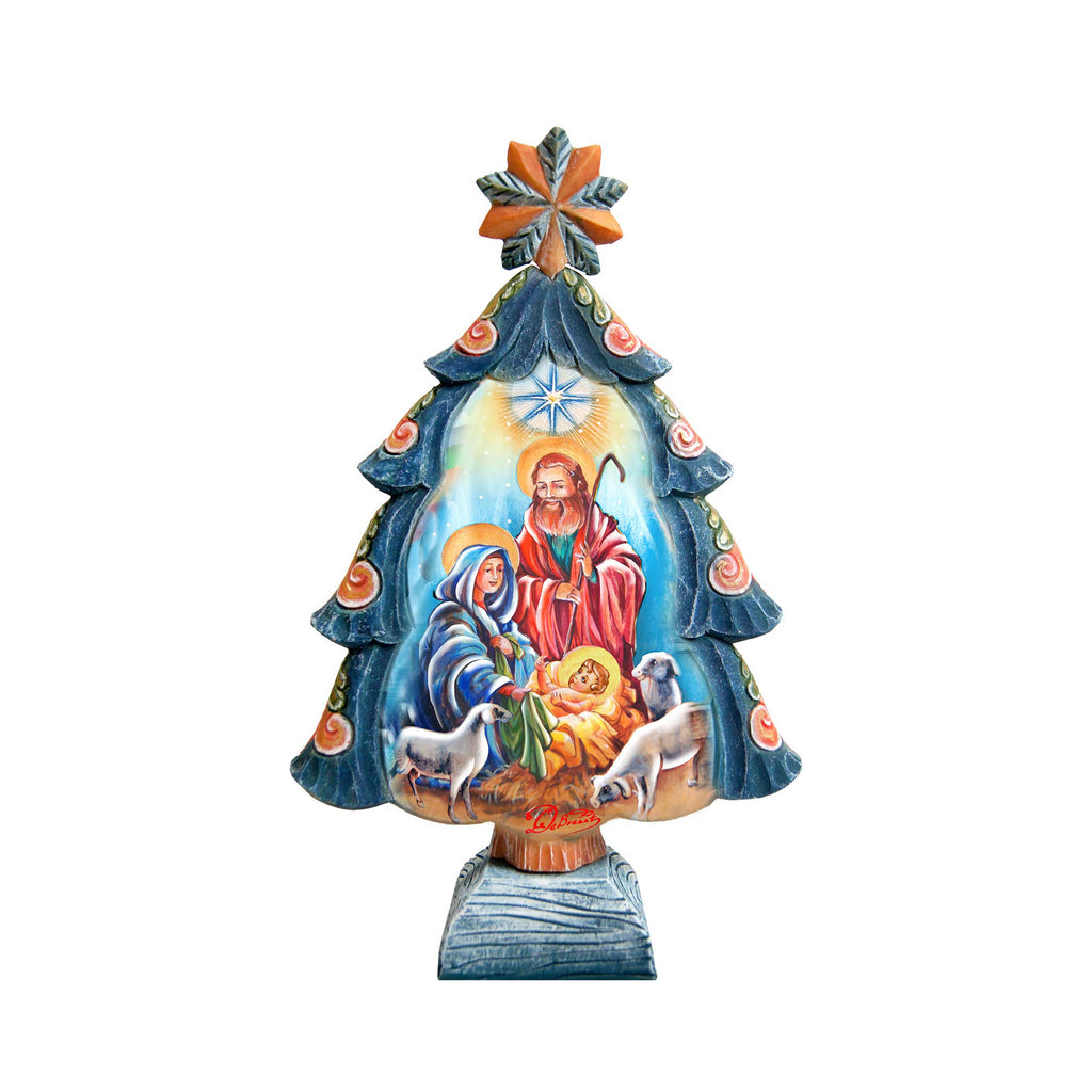 Nativity Tree Handcrafted Christmas Figurine - G. DeBrekht - Christmas Santa Snowman Decor - 588042M