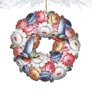 Birdy Floral Wreath Wooden Ornaments by G. DeBrekht - Easter Spring Decor - 8185312