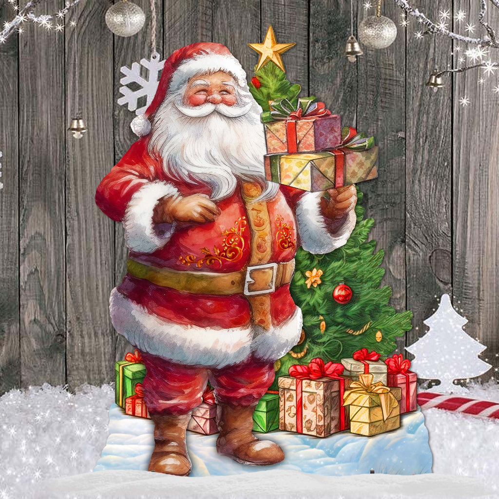 Celebrate with Santa: Santa with Gifts Outdoor Decor by G. Debrekht - Christmas Santa Snowman Decor - 8611094F