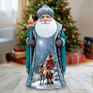 Starry Night Santa Hand-Painted WOODCARVED Figurine by D. Gelsinger - Christmas Decor - 242107-1713