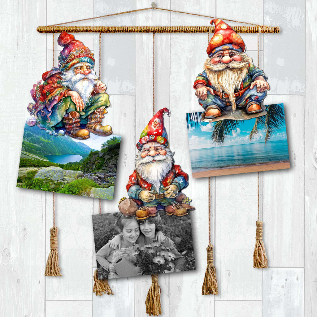Christmas Gnomes Clip-On Eco Wood Decorative Ornaments Set of 3 by G. Debrekht - Christmas Decor - 8091031C-S3