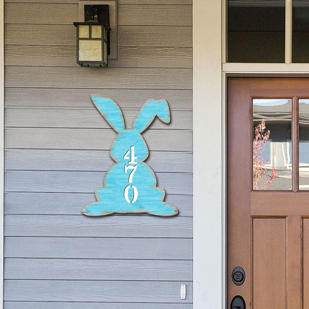 Bunny Easter Vertical Personalized House Number Sign - Easter Spring Decor - Handcrafted Wooden Address Sign - MA981343