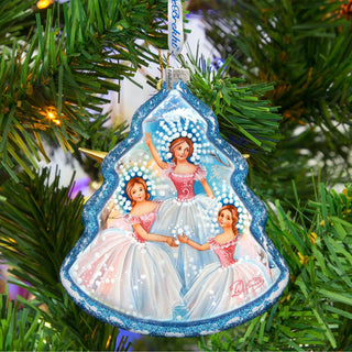 Snowflakes Tree Glass Ornament by G. DeBrekht - Christmas Santa Snowman Decor - 762-027