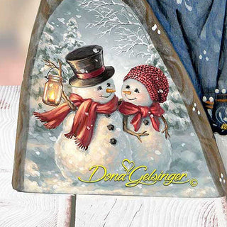 Snow Much in Love Hand-Painted WOODCARVED Figurine by D. Gelsinger - Christmas Santa Snowman Decor - 242105-1708