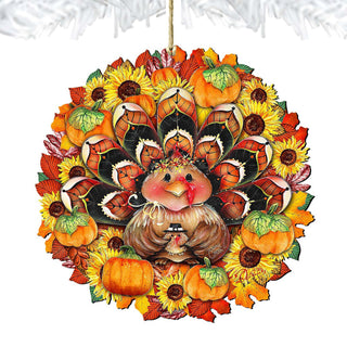 Turkey Wreath Wooden Ornaments - Thanksgiving Halloween Decor by Jamie Mills-Price - 8185305-3-MP