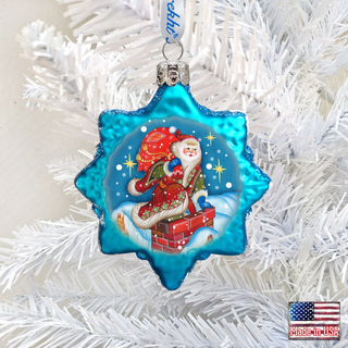 Through the Roof Santa Mercury Glass Ornament by G. DeBrekht - Christmas Santa Snowman Decor - 777387