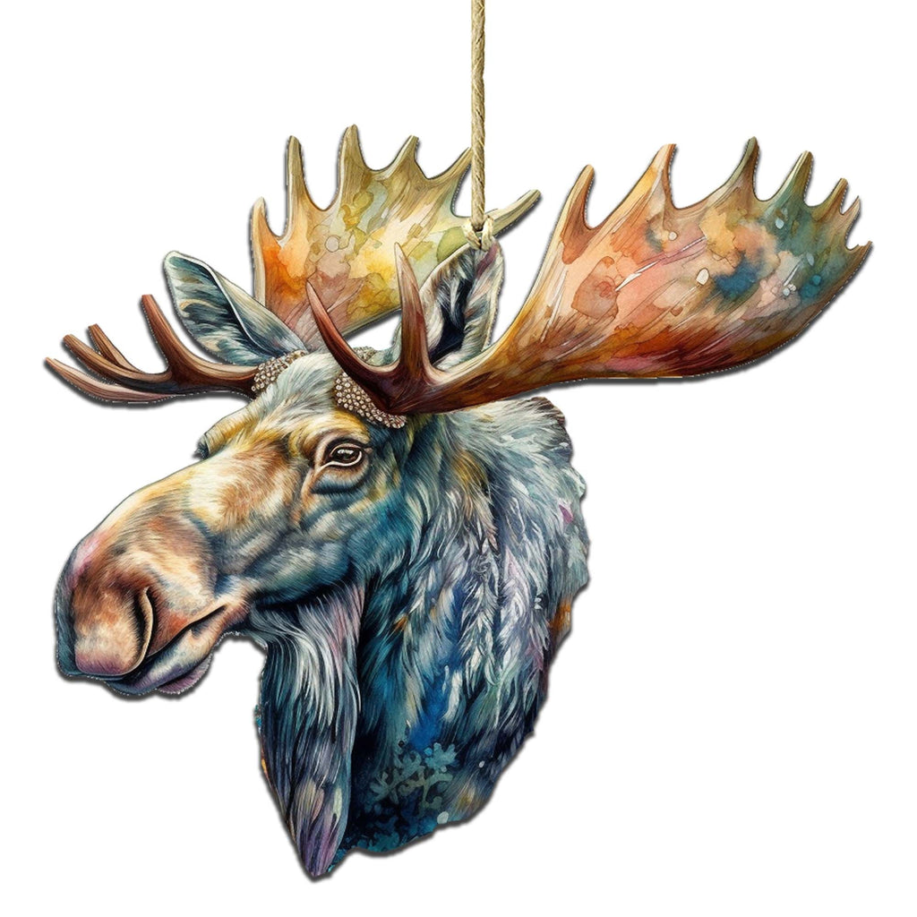 Alaskan Majestic Moose Wooden Ornaments by G.Debrekht - Wildlife Holiday Decor - 8710108-1