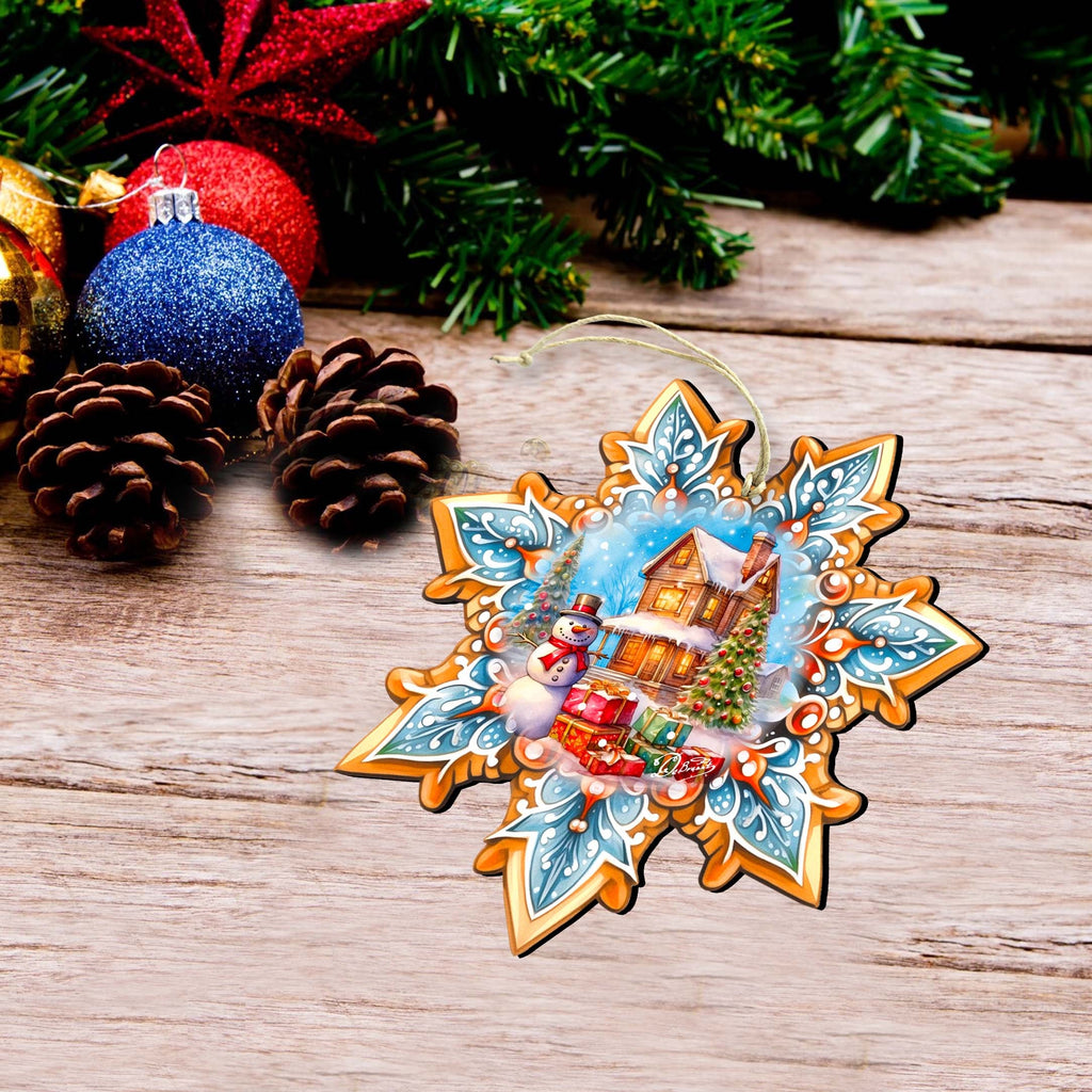 Christmas House Snowflake Eco Wood Ornaments Set of 3 by G. Debrekht - Christmas Decor - 8090142-S3