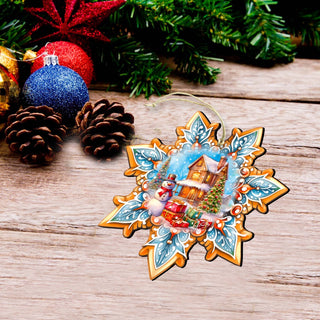 Christmas House Snowflake Eco Wood Ornaments Set of 3 by G. Debrekht - Christmas Decor - 8090142-S3