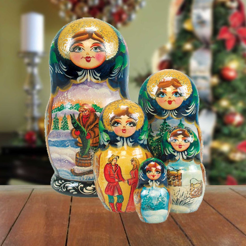 Magic Pike Matreshka Nesting Hand-Painted Doll Set of 5 by G. DeBrekht - Coastal Holiday Decor - 1300912