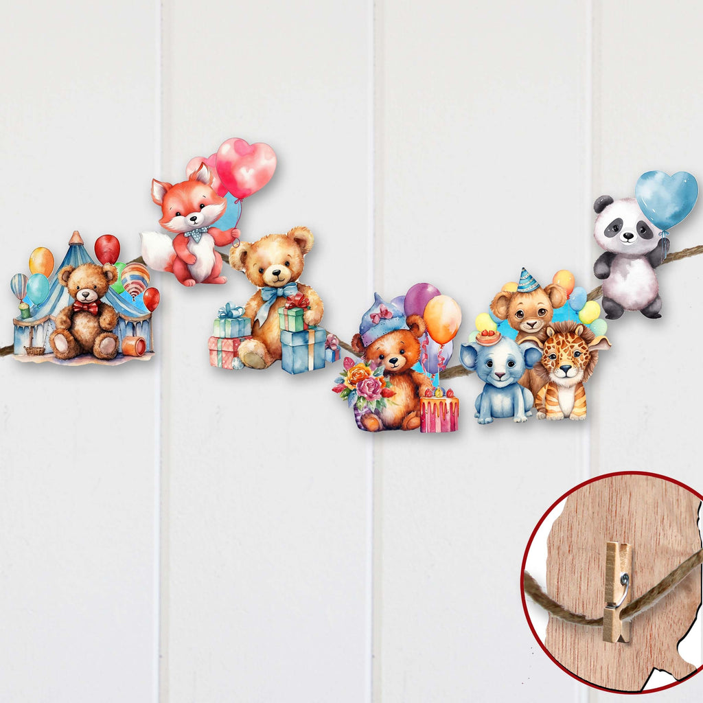 Happy Birthday Clip-On Eco Wood Decorative Ornaments Set of 6 by G. Debrekht - Christmas Decor - 8090035C-S6