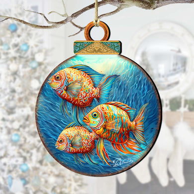 Beach Themed Ornaments - Rainbow Fish Wooden Ornaments by G.Debrekht Coastal Holiday Decor - 8688178