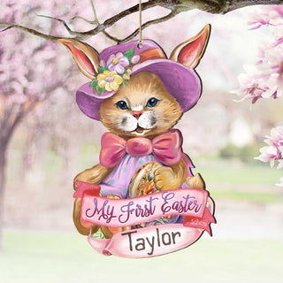 Personalized Baby Gift, Easter Wooden Ornament, Easter Basket Tag - Baby Name My First Easter Bunny Wooden Ornaments by G. Debrekht Easter Spring Decor - 8652783P-24