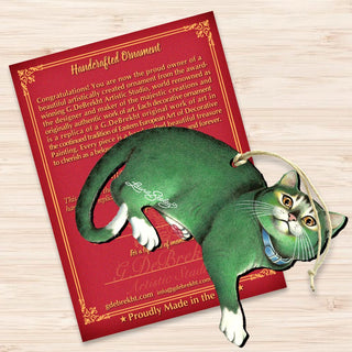 Emerald Queen Cat Wooden Ornaments - Tree Ornament by Laura Seeley - Pets Dog and Cats Decor - 8512063-LS